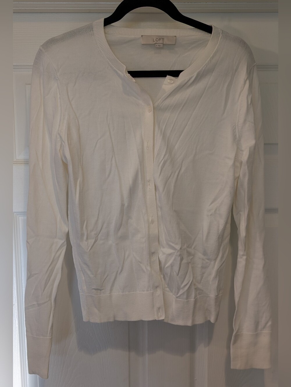 Ann Taylor Loft Women's White 100% Cotton Button Down Sweater Shirt Size Medium